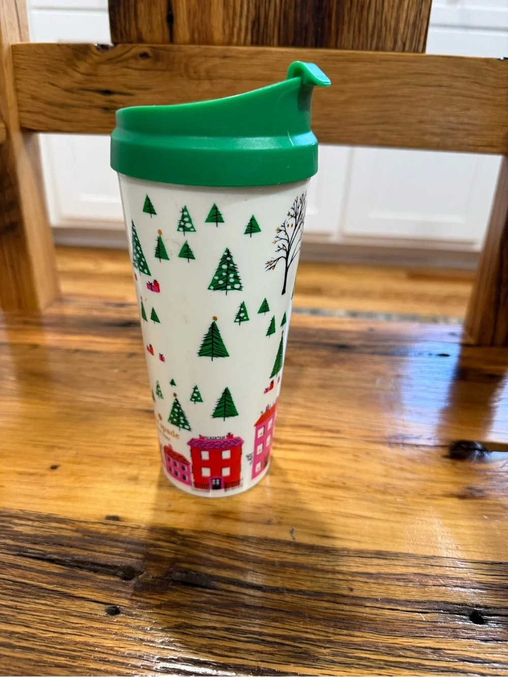 Kate Spade New York Christmas Travel Tumbler with Green Lid